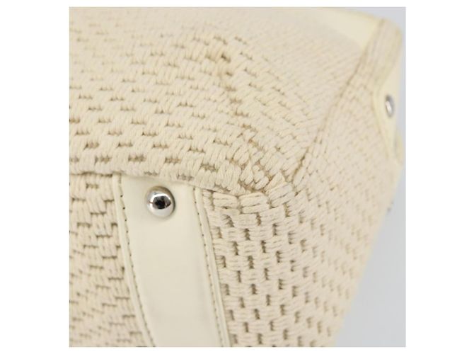 CHANEL Tote Bag Canvas Leather White Silver CC - vista 9