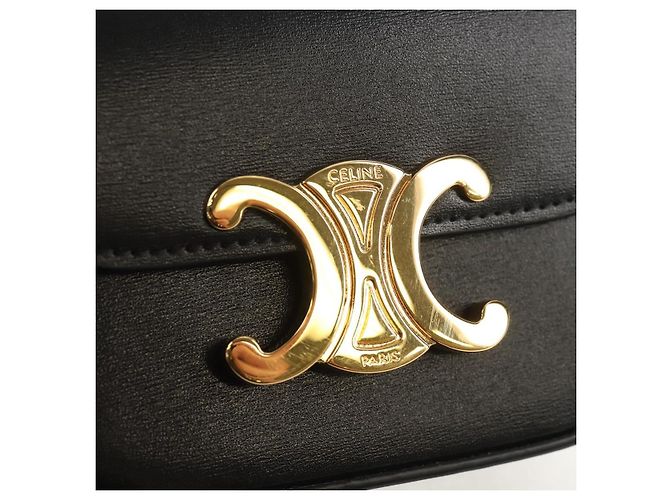 Céline CELINE Mini Triomphe Shoulder Bag Leather Black Gold - vista 14