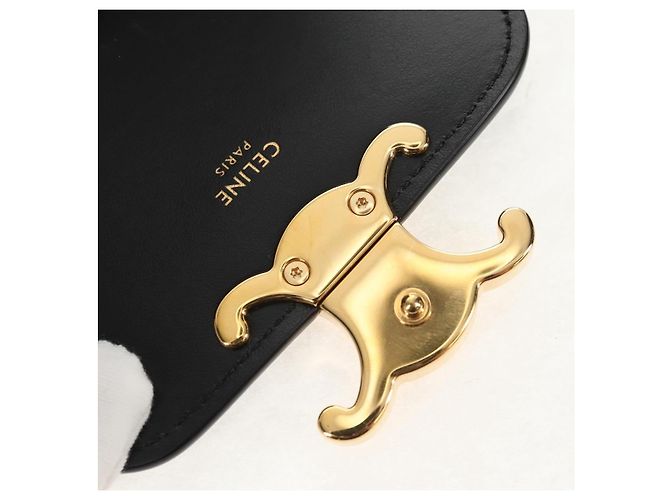 Céline CELINE Mini Triomphe Shoulder Bag Leather Black Gold - vista 16