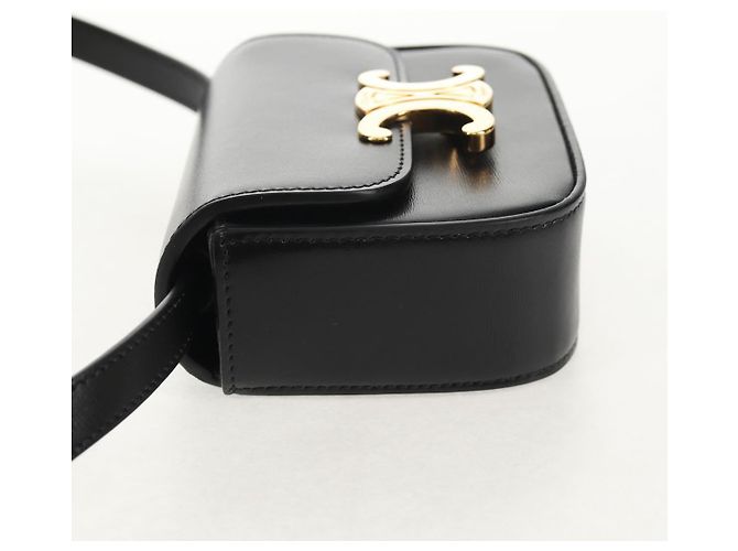 Céline CELINE Mini Triomphe Shoulder Bag Leather Black Gold - vista 3