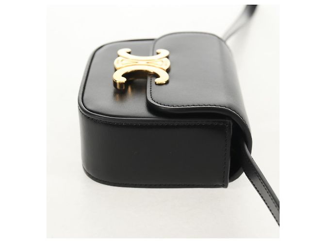 Céline CELINE Mini Triomphe Shoulder Bag Leather Black Gold - vista 4
