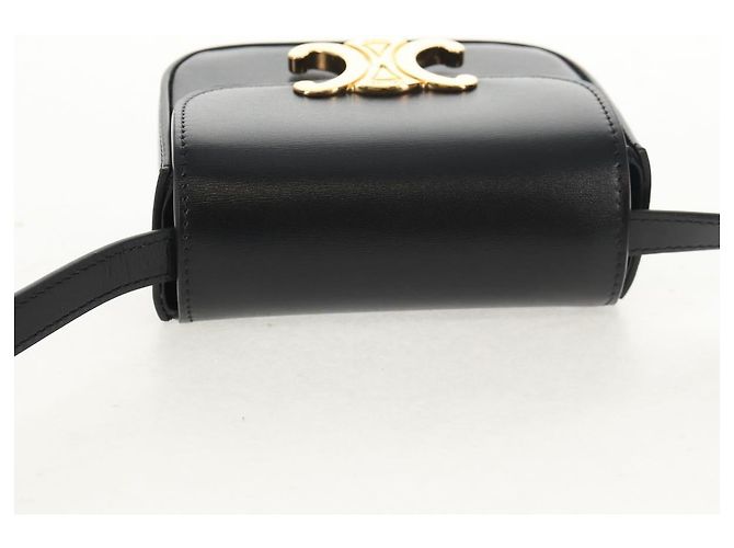 Céline CELINE Mini Triomphe Shoulder Bag Leather Black Gold - vista 5
