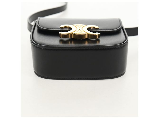 Céline CELINE Mini Triomphe Shoulder Bag Leather Black Gold - vista 9