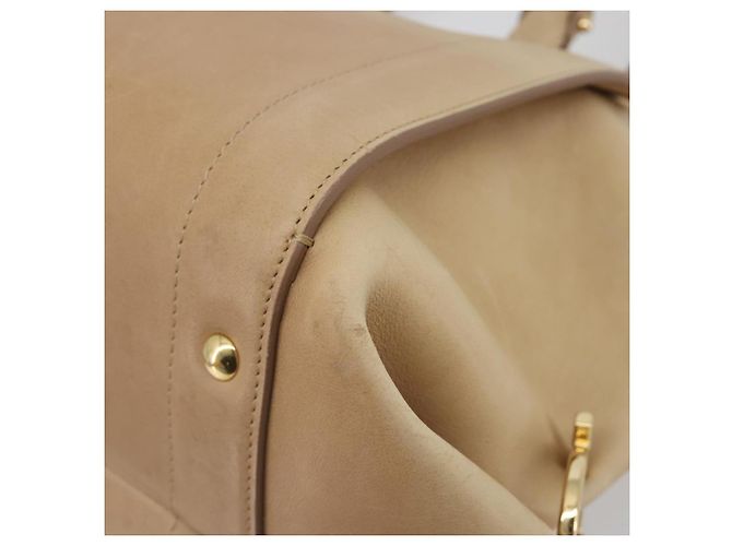 Salvatore Ferragamo Gancini Handtasche Leder Beige Gold - Ansicht 14