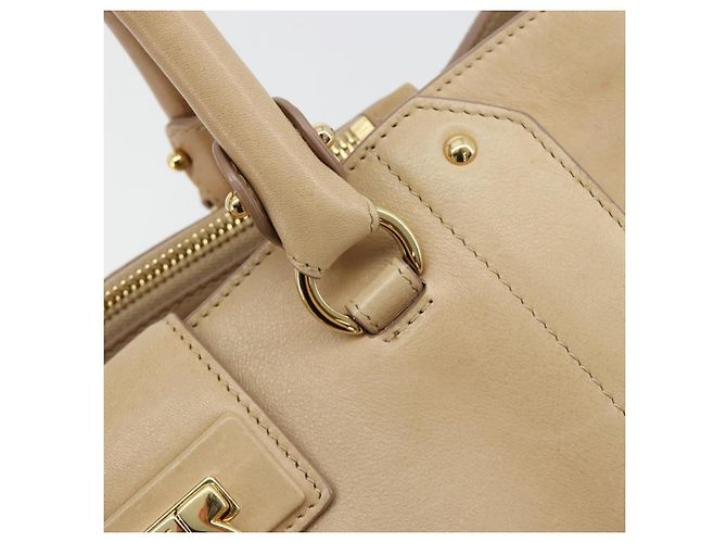 Salvatore Ferragamo Gancini Handtasche Leder Beige Gold - Ansicht 19