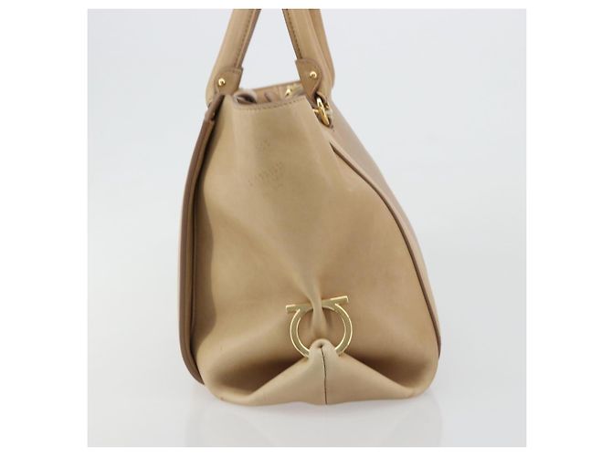 Salvatore Ferragamo Gancini Handtasche Leder Beige Gold - Ansicht 3