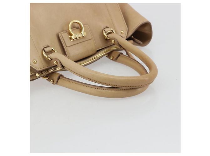 Salvatore Ferragamo Gancini Handtasche Leder Beige Gold - Ansicht 7