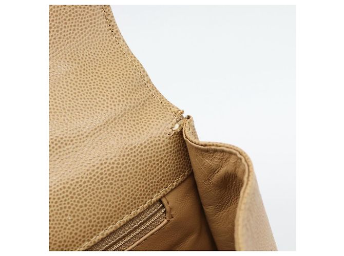 CHANEL Shoulder Bag Caviar Skin Beige Gold CC - vista 12