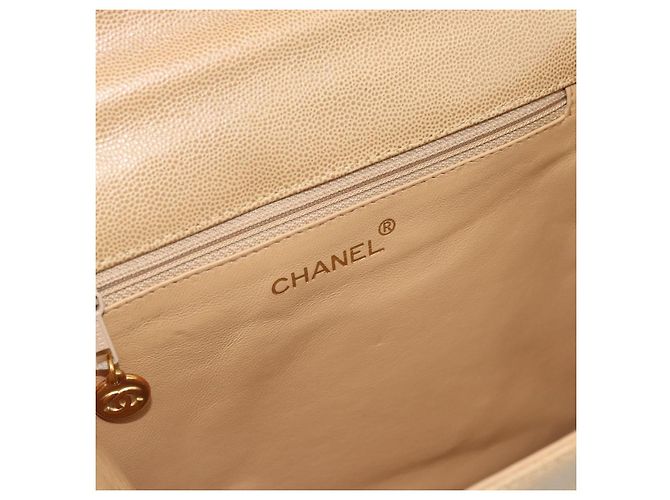 CHANEL Shoulder Bag Caviar Skin Beige Gold CC - vista 17