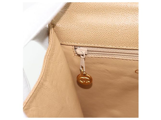 CHANEL Shoulder Bag Caviar Skin Beige Gold CC - vista 20