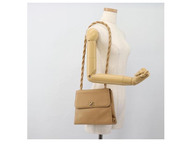 CHANEL Shoulder Bag Caviar Skin Beige Gold CC - vista 25