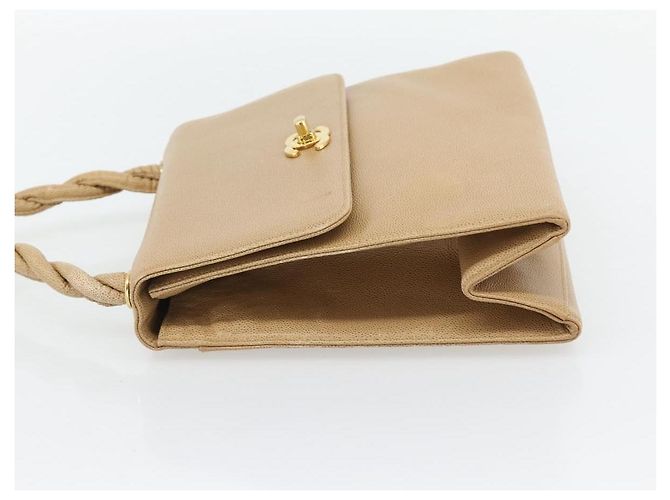 CHANEL Shoulder Bag Caviar Skin Beige Gold CC - vista 3