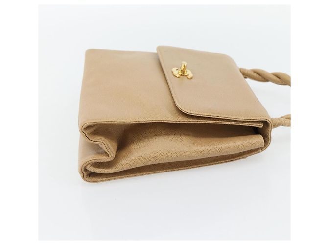 CHANEL Shoulder Bag Caviar Skin Beige Gold CC - vista 4