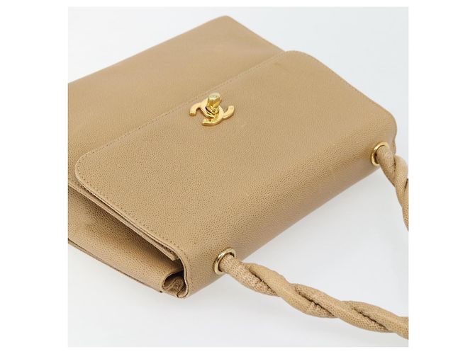 CHANEL Shoulder Bag Caviar Skin Beige Gold CC - vista 6