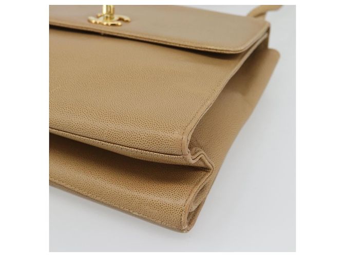 CHANEL Shoulder Bag Caviar Skin Beige Gold CC - vista 9