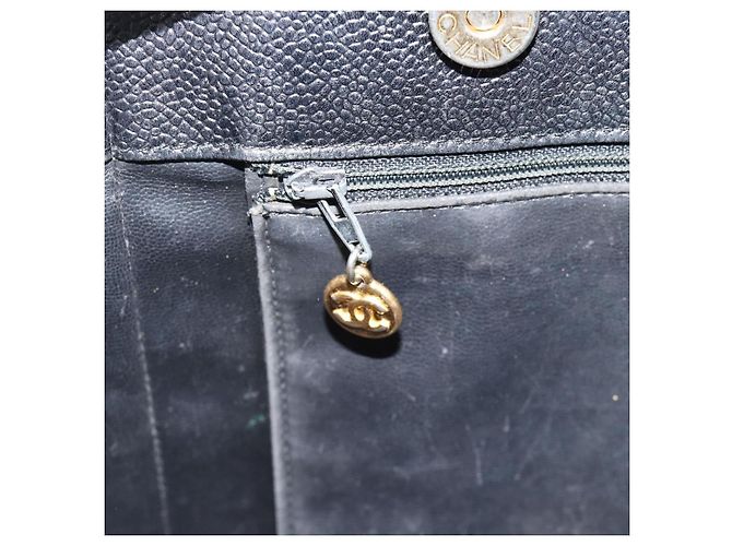 CHANEL COCO Mark Tote Bag Caviar Skin Black Gold CC - vista 12