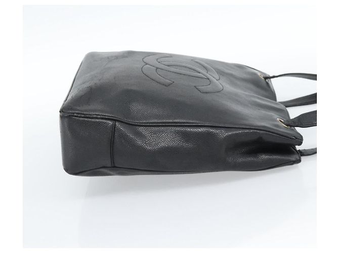 CHANEL COCO Mark Tote Bag Caviar Skin Black Gold CC - vista 4