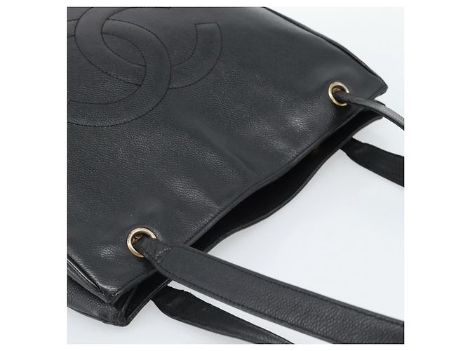 CHANEL COCO Mark Tote Bag Caviar Skin Black Gold CC - vista 6
