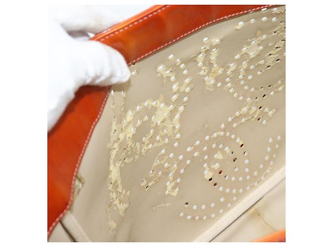 CHANEL Triple Coco Chain Tote Bag Lackleder Orange Silver CC - Ansicht 20