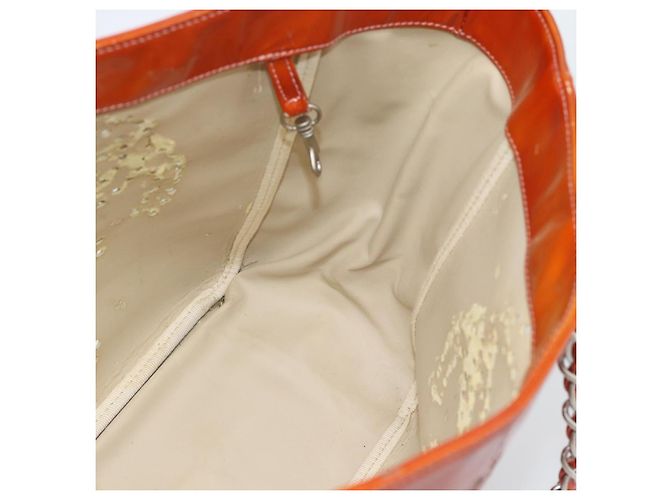 CHANEL Triple Coco Chain Tote Bag Lackleder Orange Silver CC - Ansicht 21