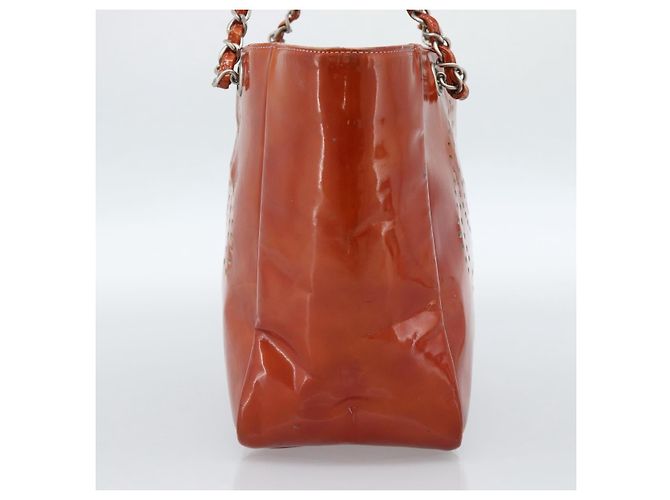 CHANEL Triple Coco Chain Tote Bag Lackleder Orange Silver CC - Ansicht 3