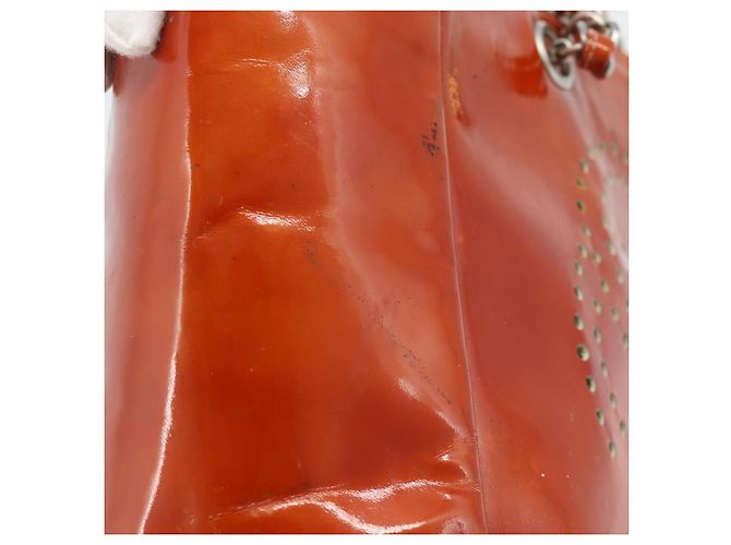 CHANEL Triple Coco Chain Tote Bag Lackleder Orange Silver CC - Ansicht 4