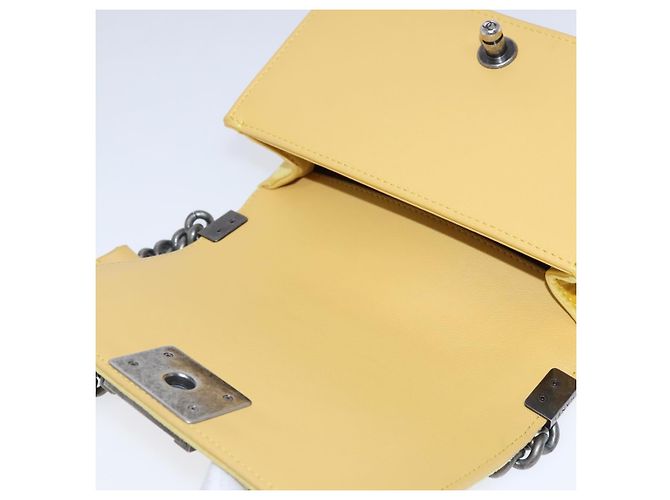 CHANEL Matelasse 20 Chain Boy Chanel Shoulder Bag Velor Yellow CC - vista 19