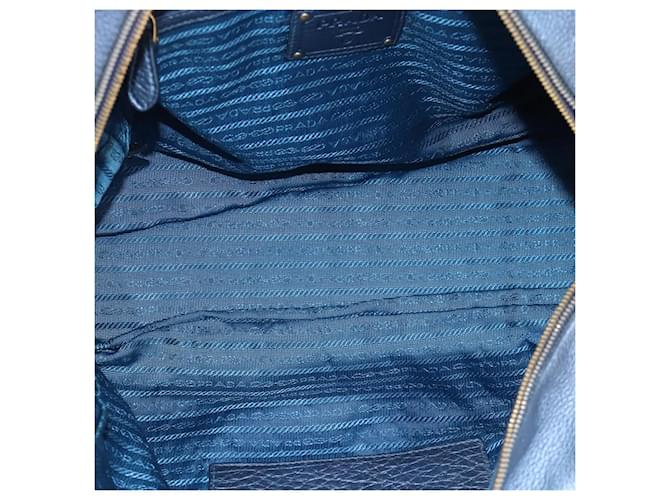 PRADA Hand Bag Leather Blue Gold - vista 10
