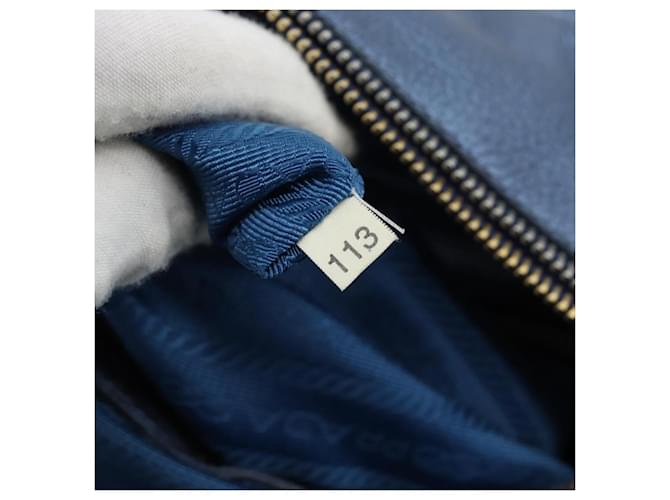 PRADA Hand Bag Leather Blue Gold - vista 11