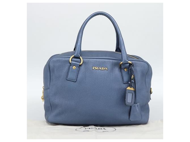 PRADA Hand Bag Leather Blue Gold - vista 12