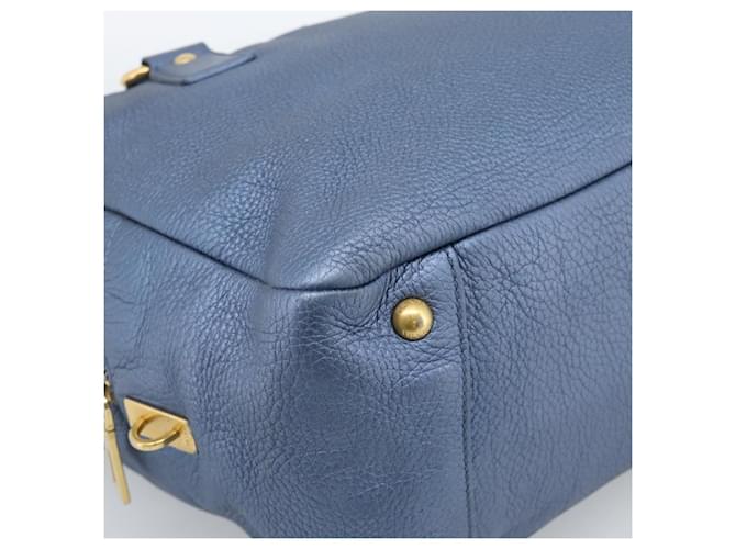 PRADA Hand Bag Leather Blue Gold - vista 15