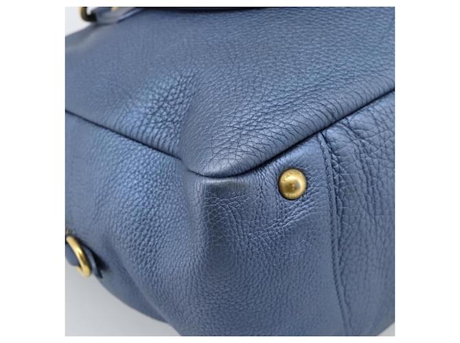 PRADA Hand Bag Leather Blue Gold - vista 17