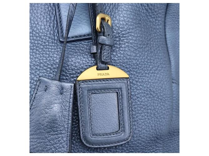 PRADA Hand Bag Leather Blue Gold - vista 19