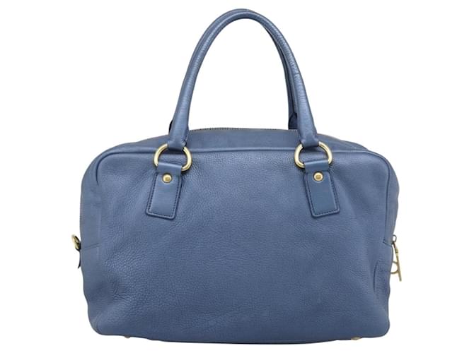 PRADA Hand Bag Leather Blue Gold - vista 2
