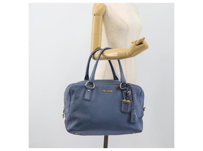 PRADA Hand Bag Leather Blue Gold - vista 27