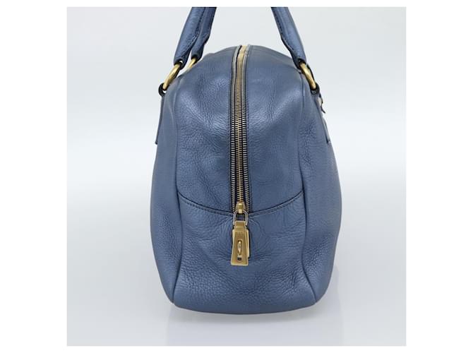 PRADA Hand Bag Leather Blue Gold - vista 3