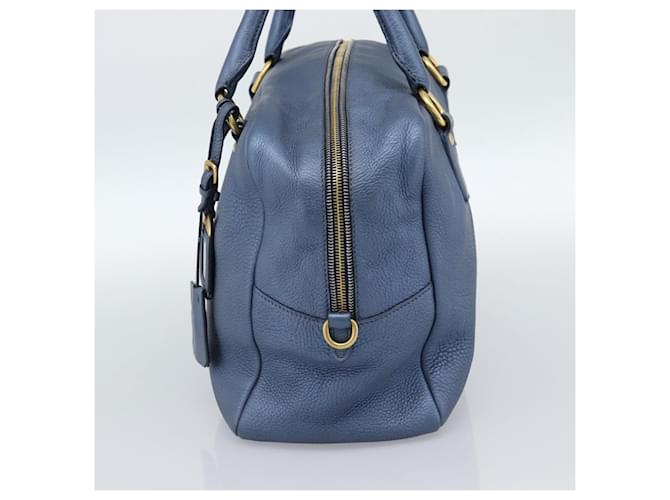 PRADA Hand Bag Leather Blue Gold - vista 4