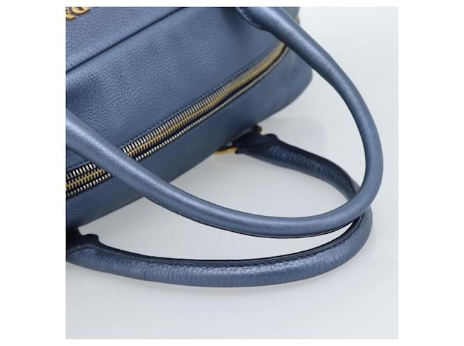 PRADA Hand Bag Leather Blue Gold - vista 7