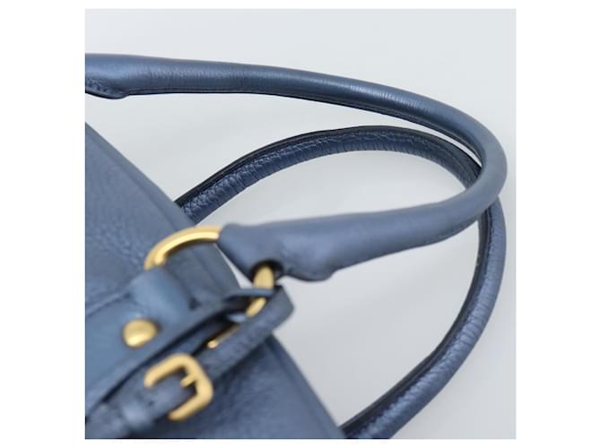 PRADA Hand Bag Leather Blue Gold - vista 8