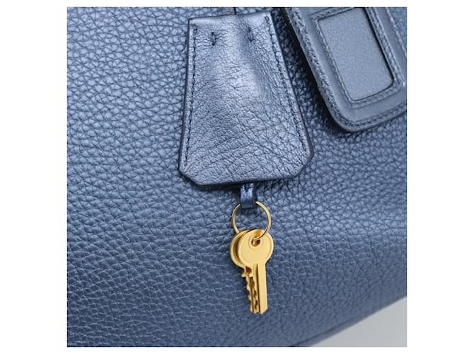PRADA Hand Bag Leather Blue Gold - vista 9