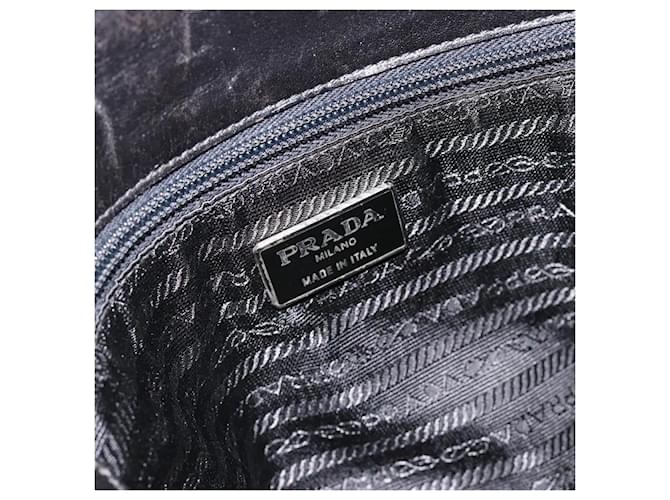 PRADA Plastic Chain Tote Bag Leather Black Silver - vista 10