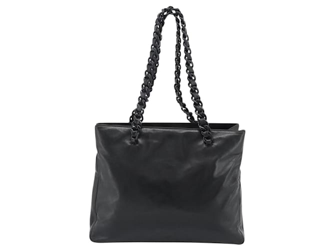 PRADA Plastic Chain Tote Bag Leather Black Silver - vista 13