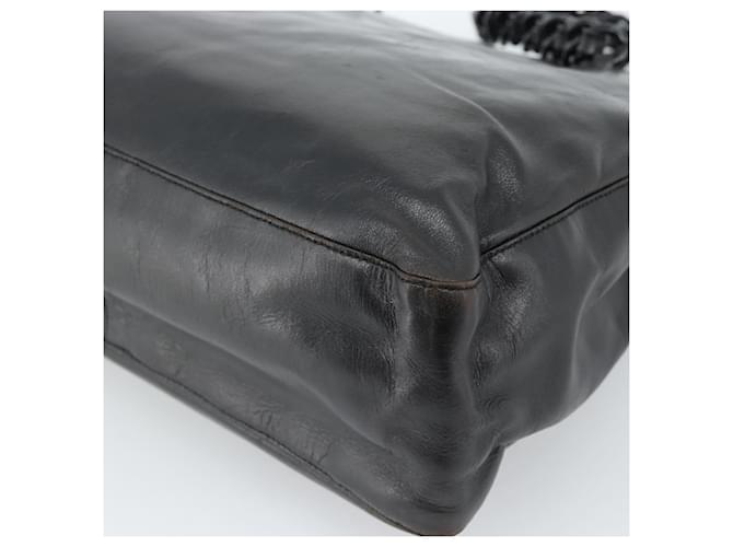 PRADA Plastic Chain Tote Bag Leather Black Silver - vista 15
