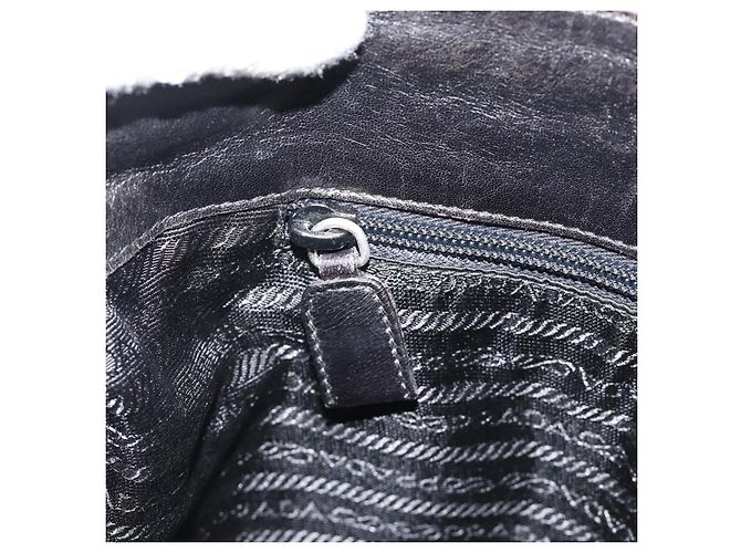 PRADA Plastic Chain Tote Bag Leather Black Silver - vista 19