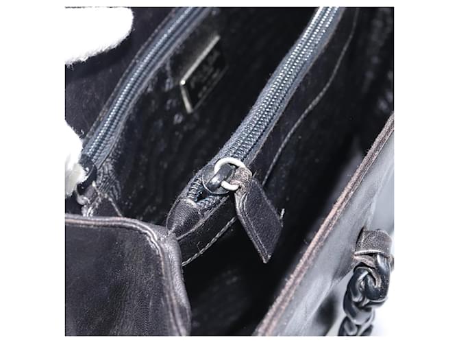 PRADA Plastic Chain Tote Bag Leather Black Silver - vista 21