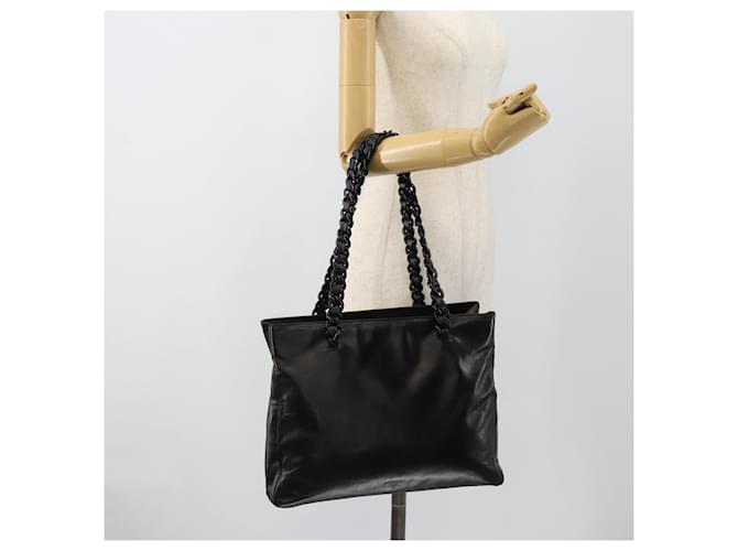 PRADA Plastic Chain Tote Bag Leather Black Silver - vista 24