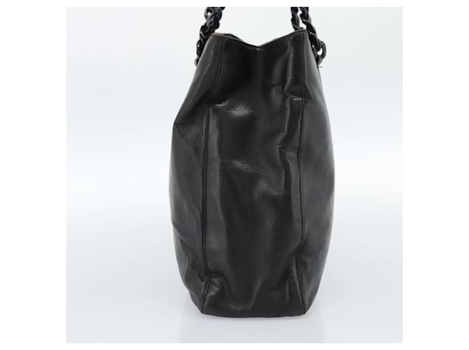 PRADA Plastic Chain Tote Bag Leather Black Silver - vista 3