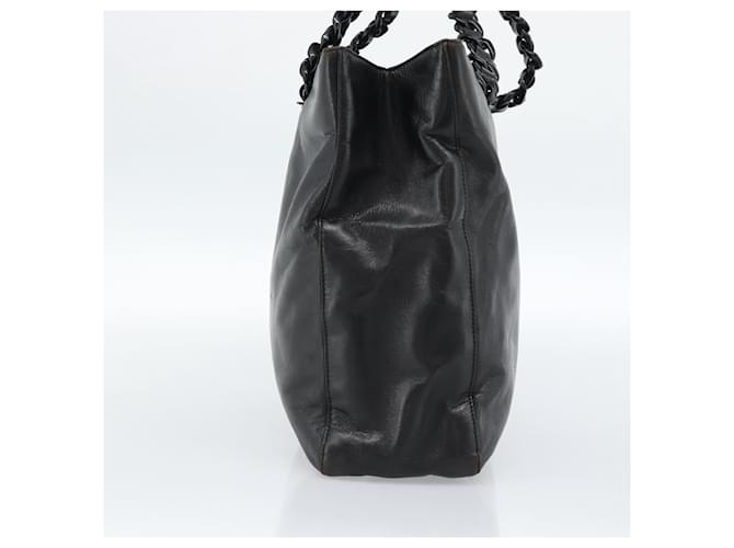 PRADA Plastic Chain Tote Bag Leather Black Silver - vista 4