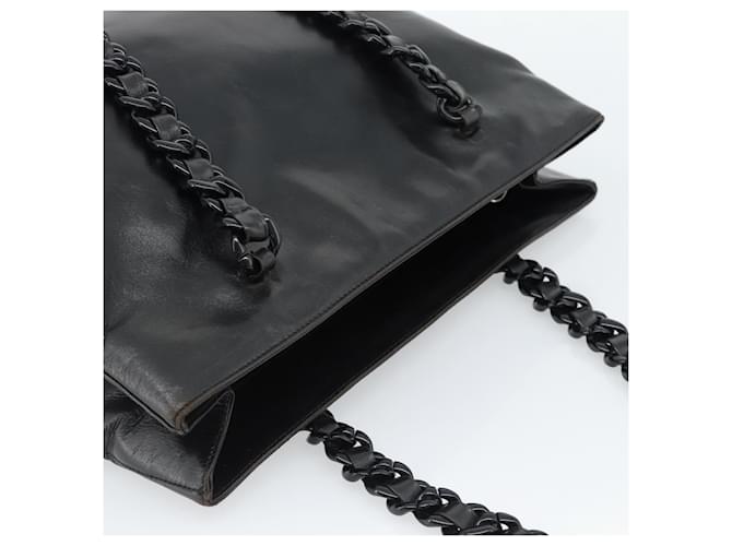 PRADA Plastic Chain Tote Bag Leather Black Silver - vista 6