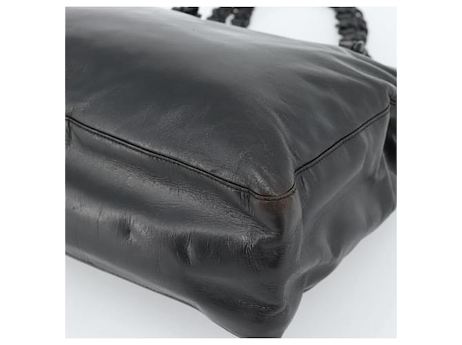 PRADA Plastic Chain Tote Bag Leather Black Silver - vista 9